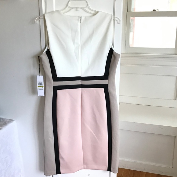 CALVIN KLEIN Colorblock Scuba Bodycon Dress Pink Cream NWT Women’s Plus Size 14 - Picture 7 of 16